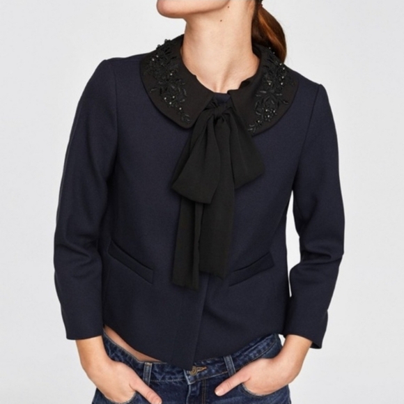 Zara Jackets & Blazers - Zara Black Blazer with Embellished Collar